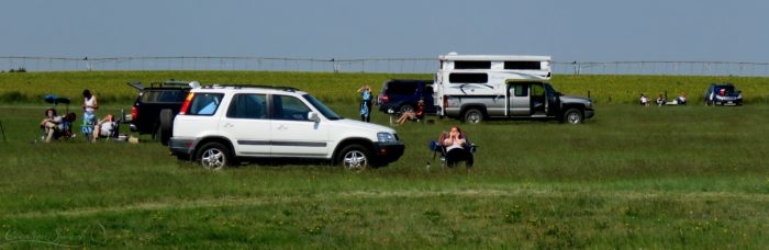 Eclipse watchers in farmer's field, Alliance, NE, 10:48 AM