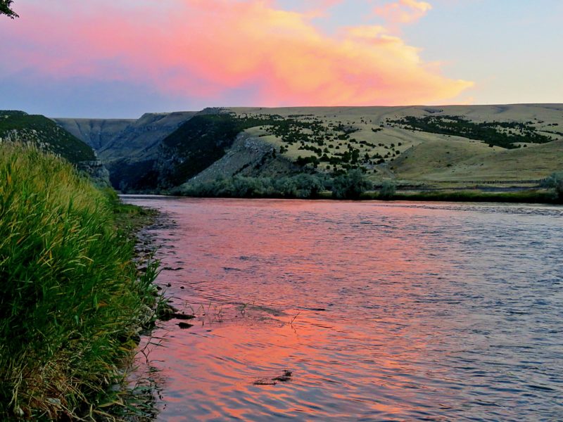 Big Horn river flowing out of north side of the Wind River Canyon, 9-8-18