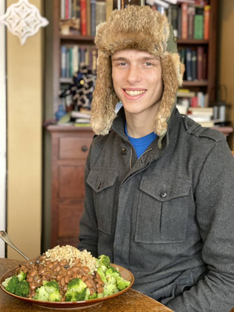 Young man who planted a garden in part to provide good food